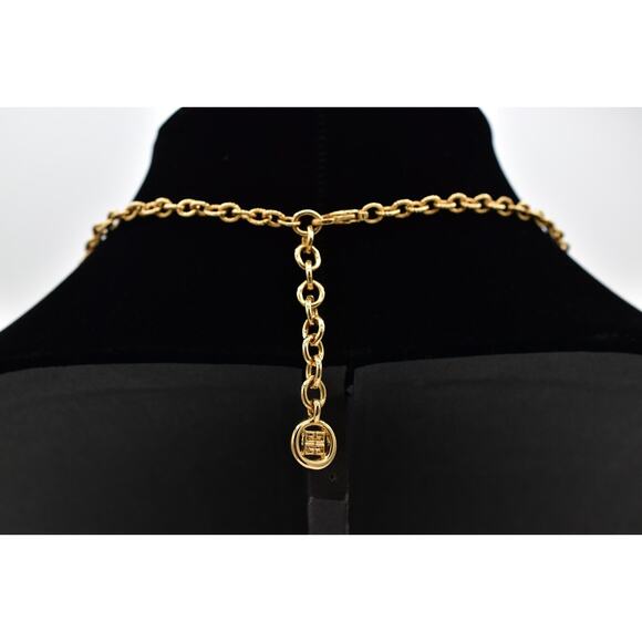 Givenchy Vintage Logo Coin Chain Necklace Station Pearl Gold Signed 1980s BinBJ